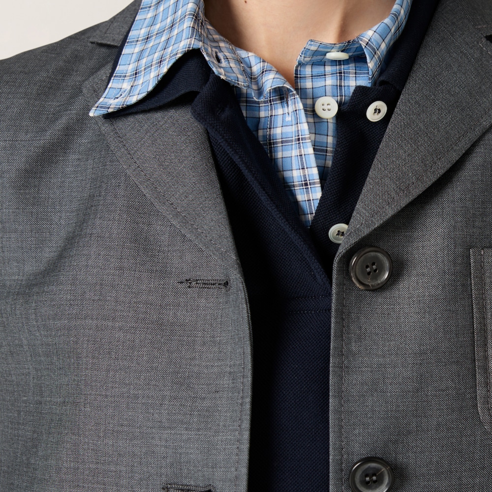 Single-breasted grisaille jacket with logo