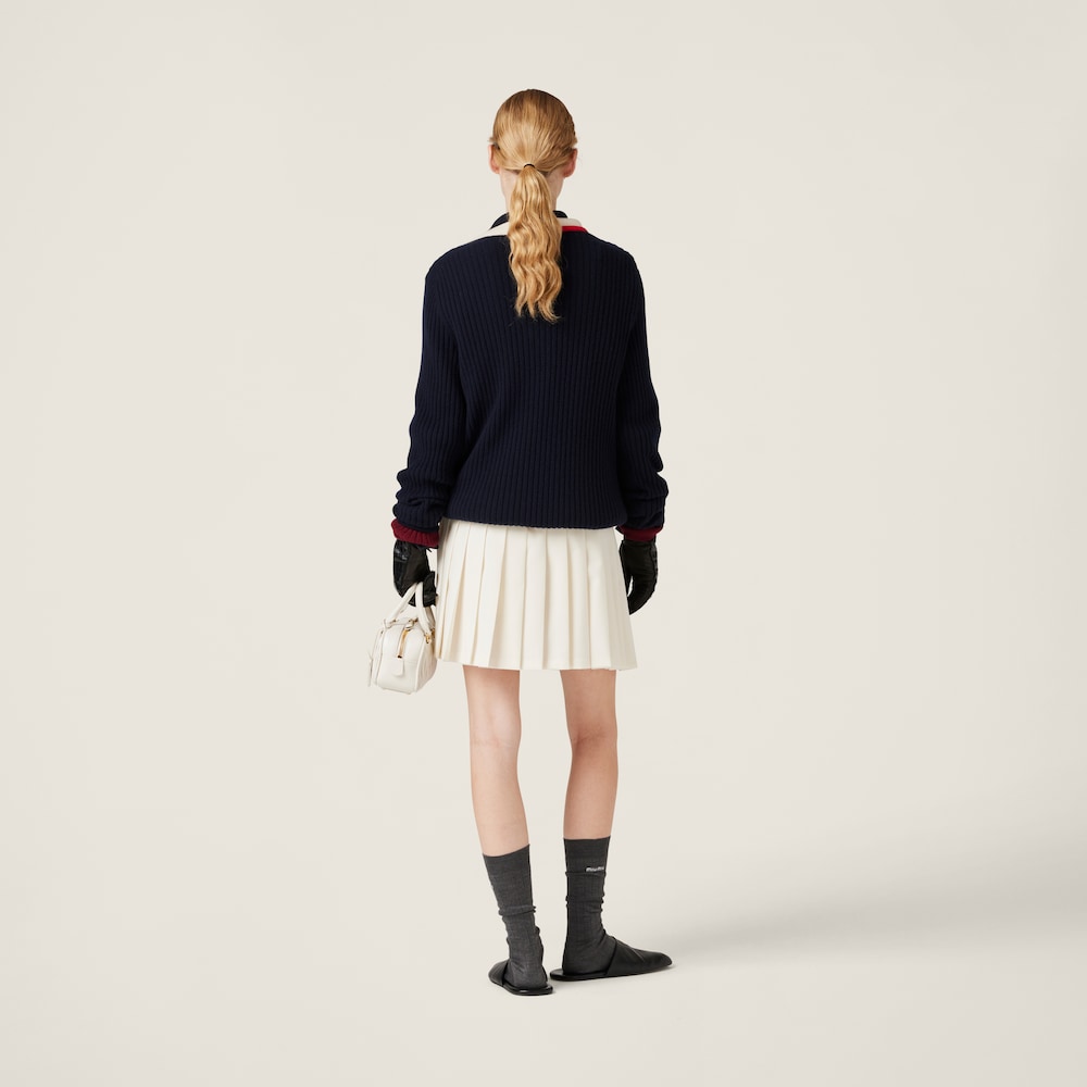 Pleated mohair fabric mini-skirt