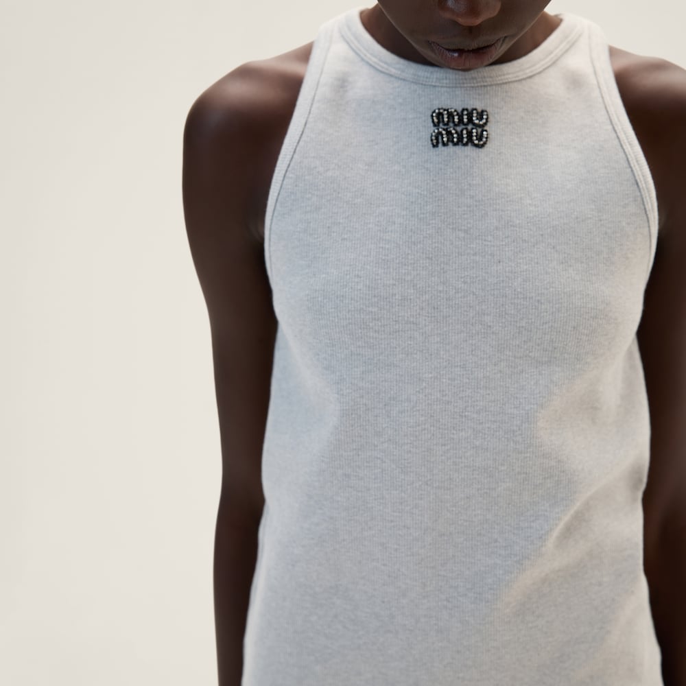 Ribbed jersey racer top