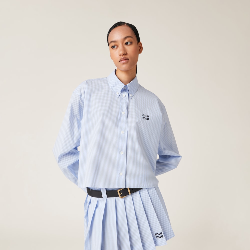 Gingham check poplin shirt