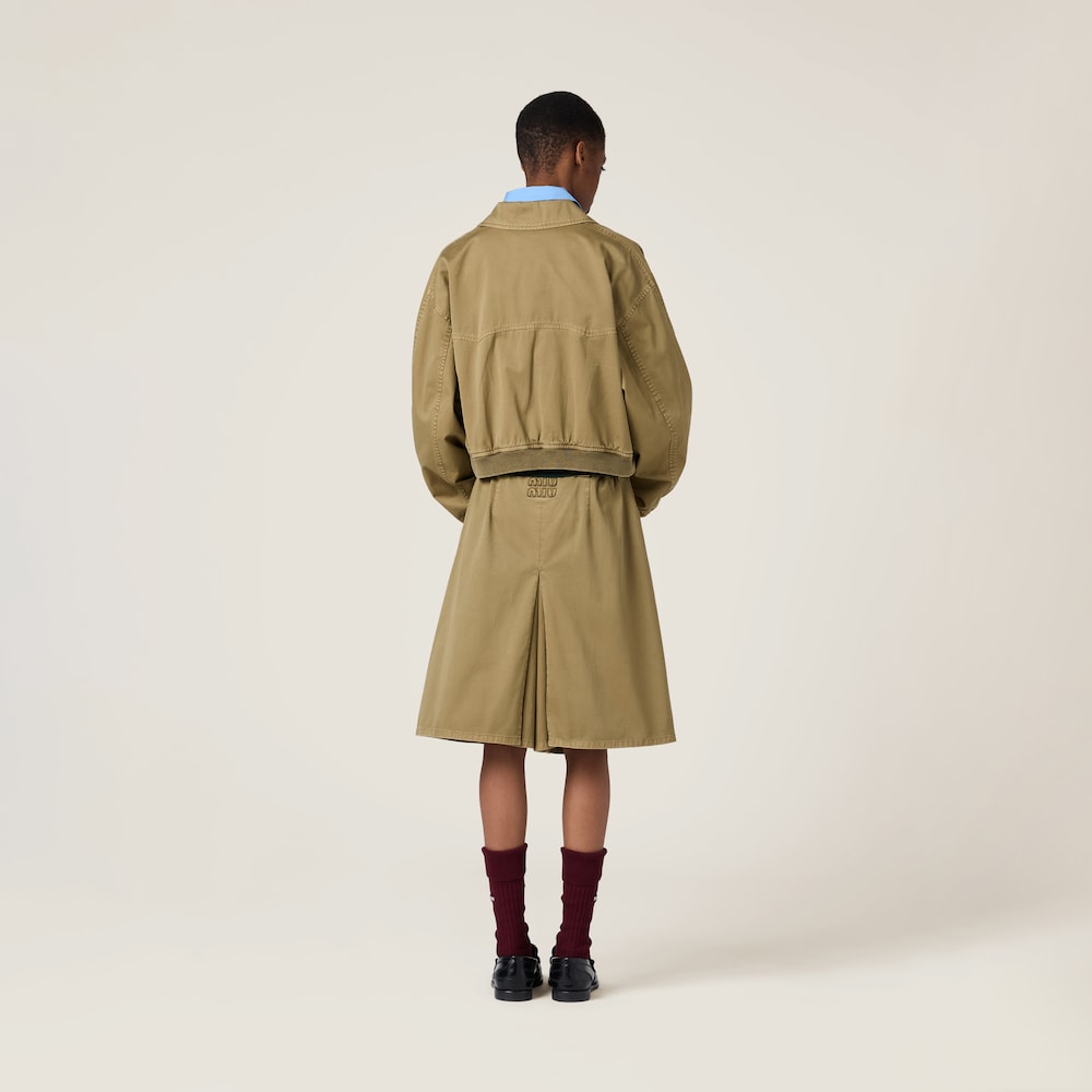 Garment-dyed cotton satin skirt