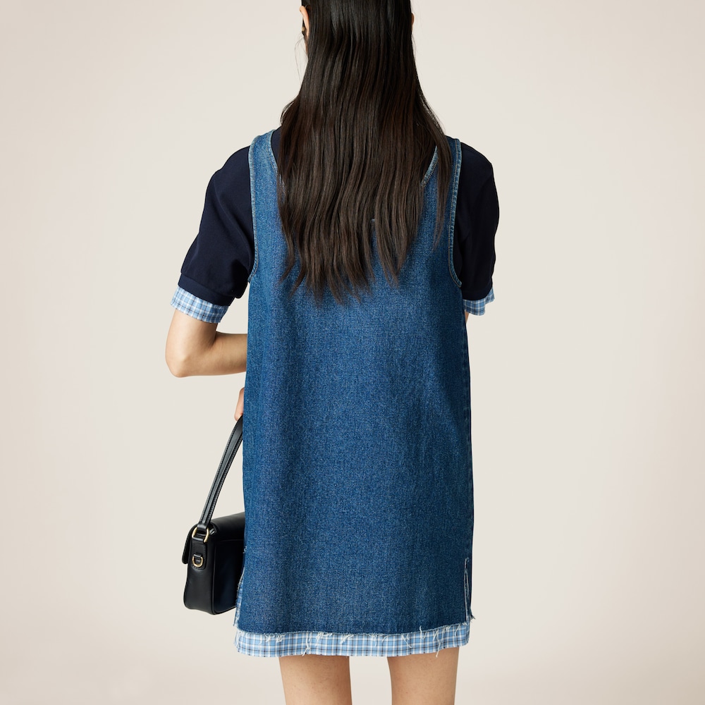 Washed denim mini-dress