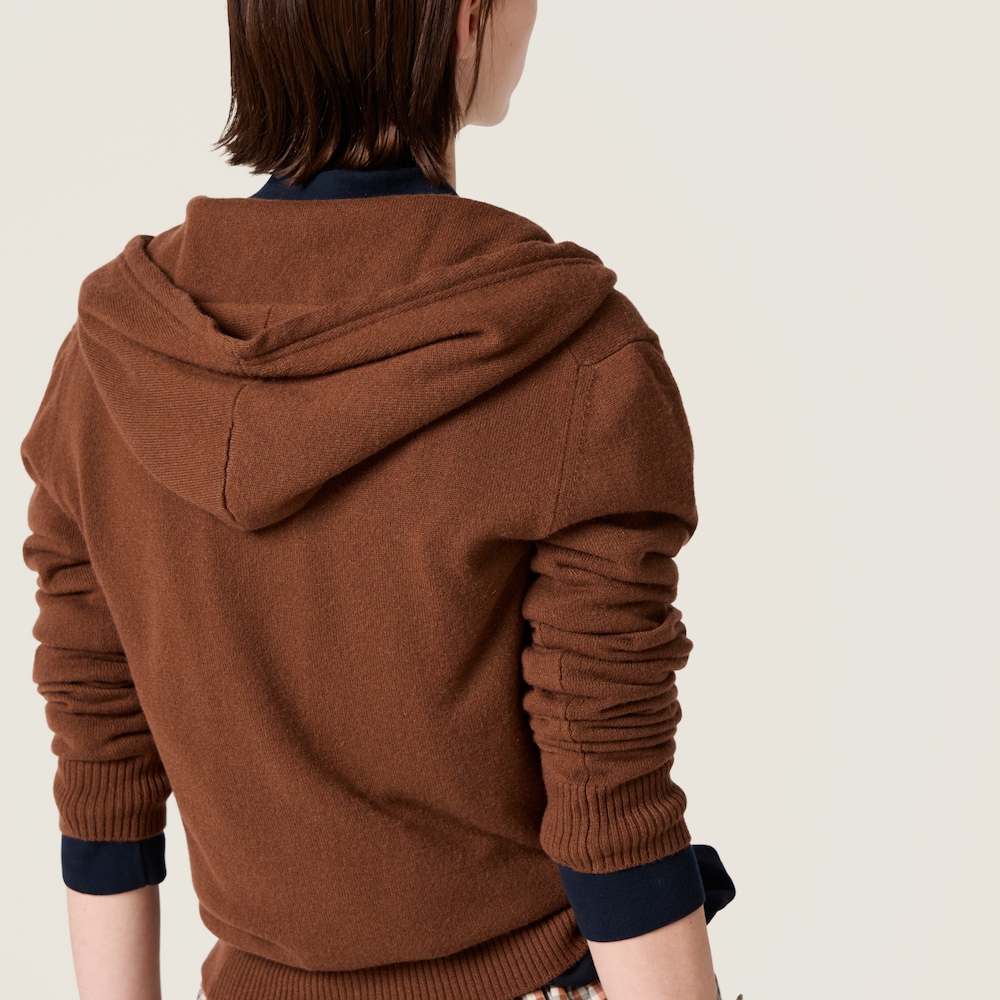 Zippered cashmere hoodie jacket