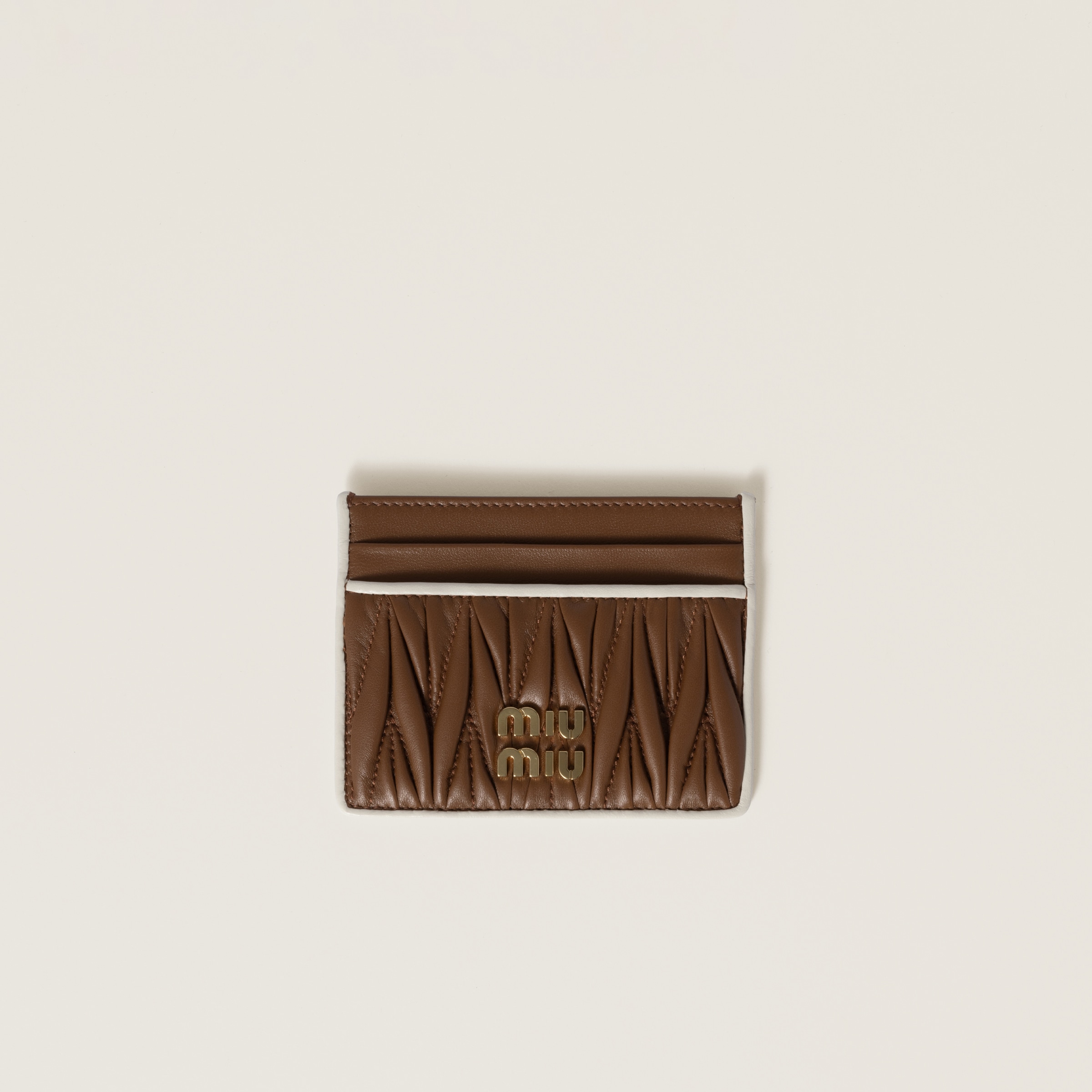 Matelassé nappa leather card holder