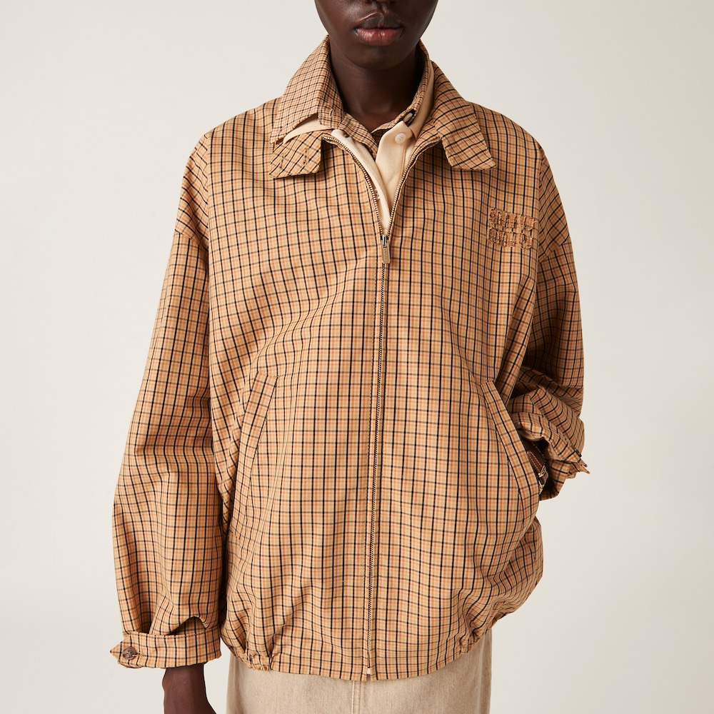 Checked canvas blouson jacket