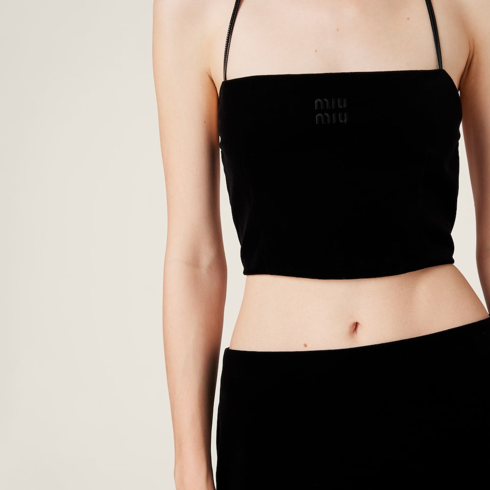 Stretch velvet miniskirt