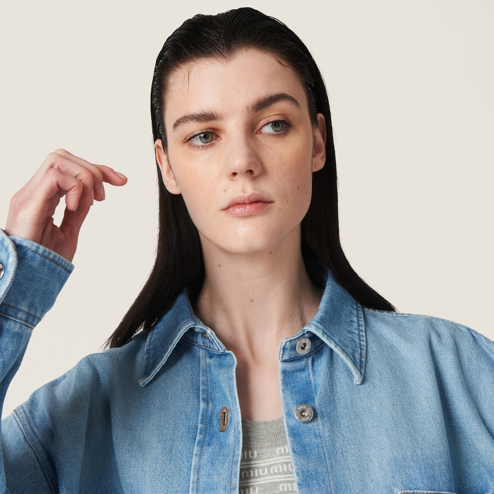 Denim blouson jacket