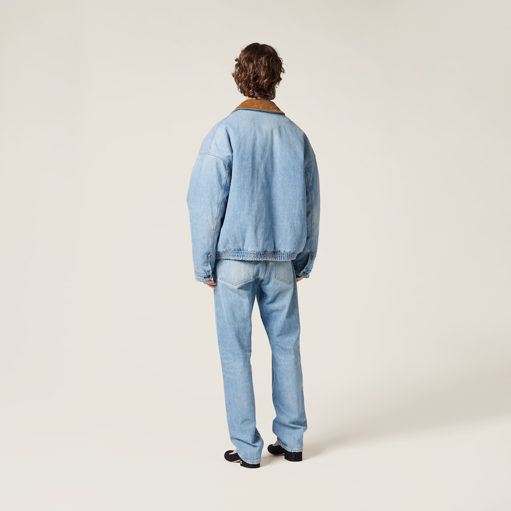 Denim jacket with velvet collar