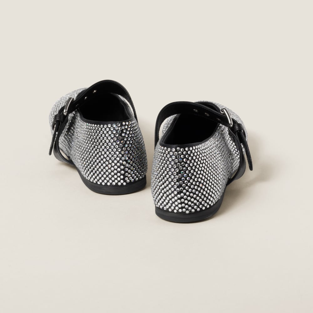 Satin ballerinas with crystals
