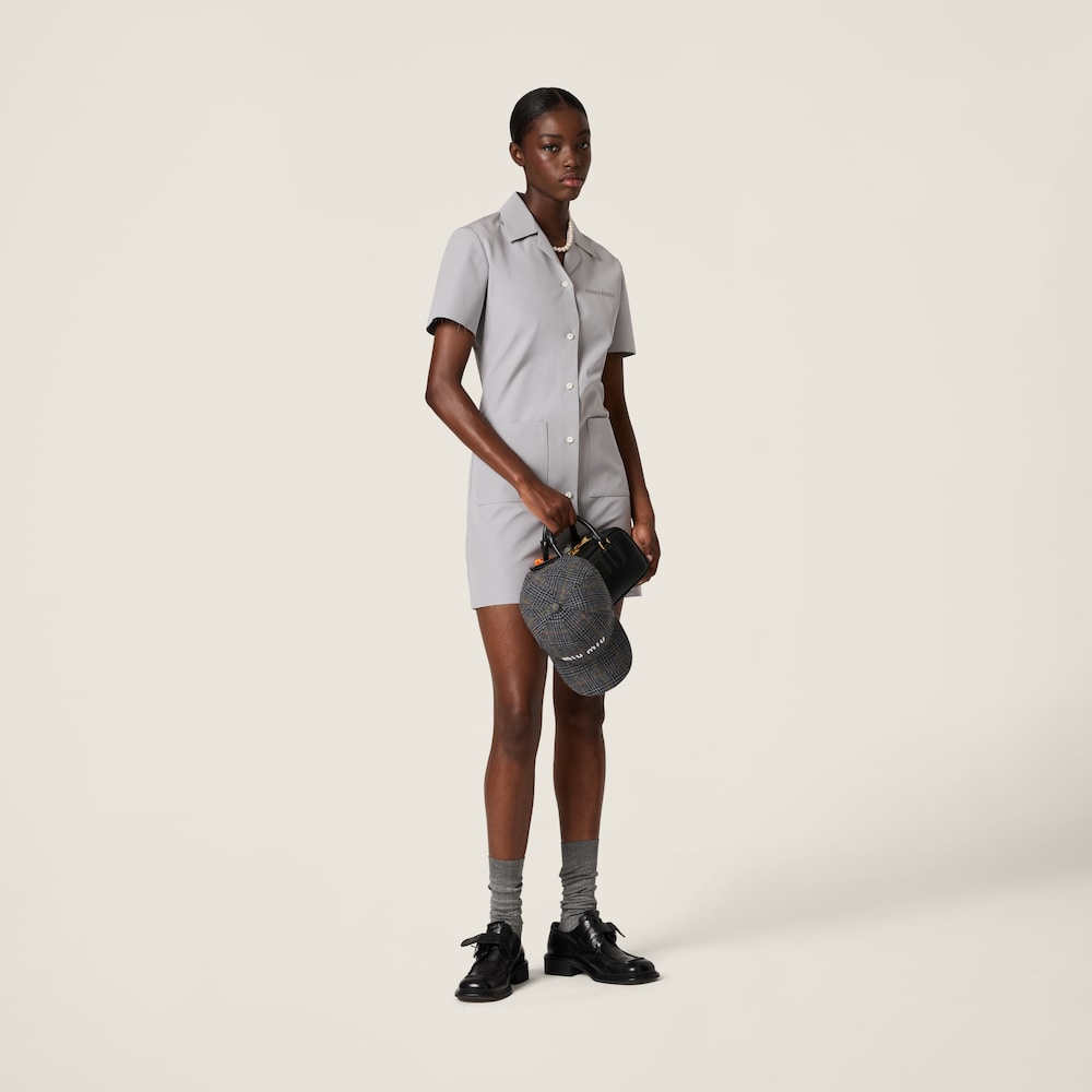 Poplin and jersey mini-dress