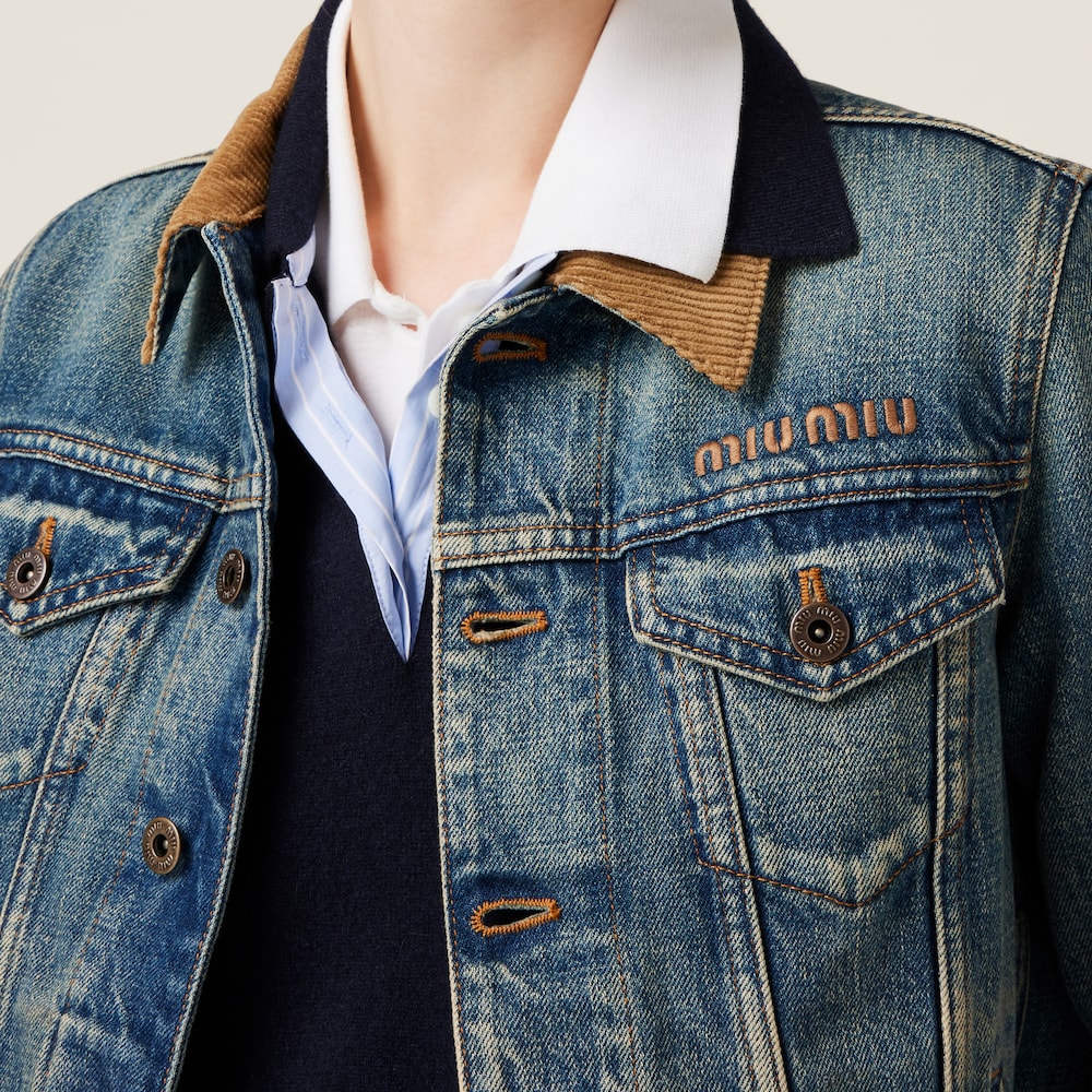 Denim blouson jacket
