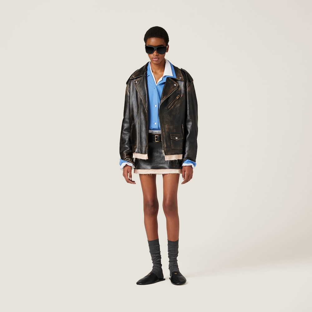 Nappa leather biker jacket