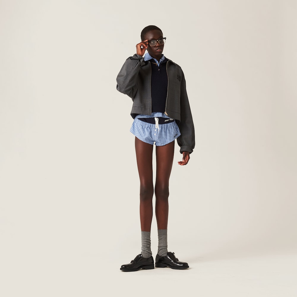 Prince of Wales check blouson jacket