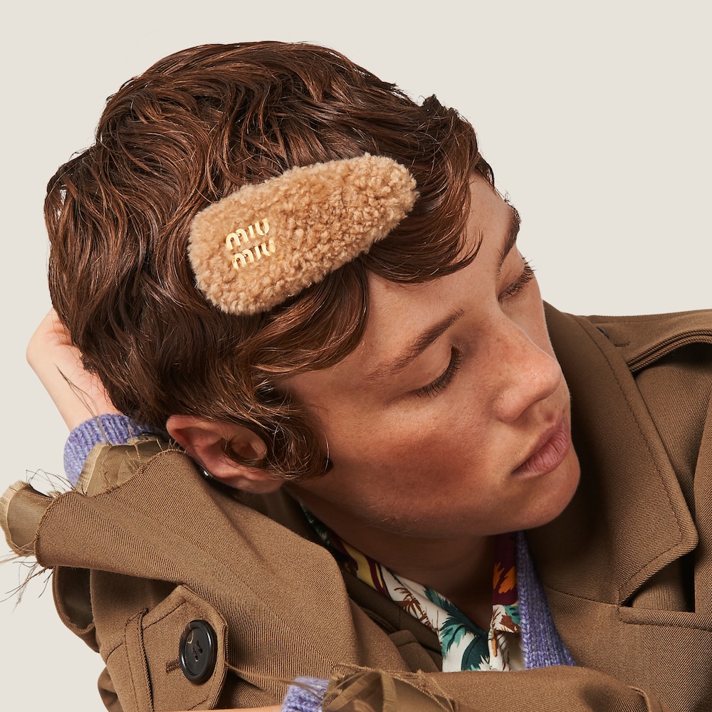 Shearling hair clip