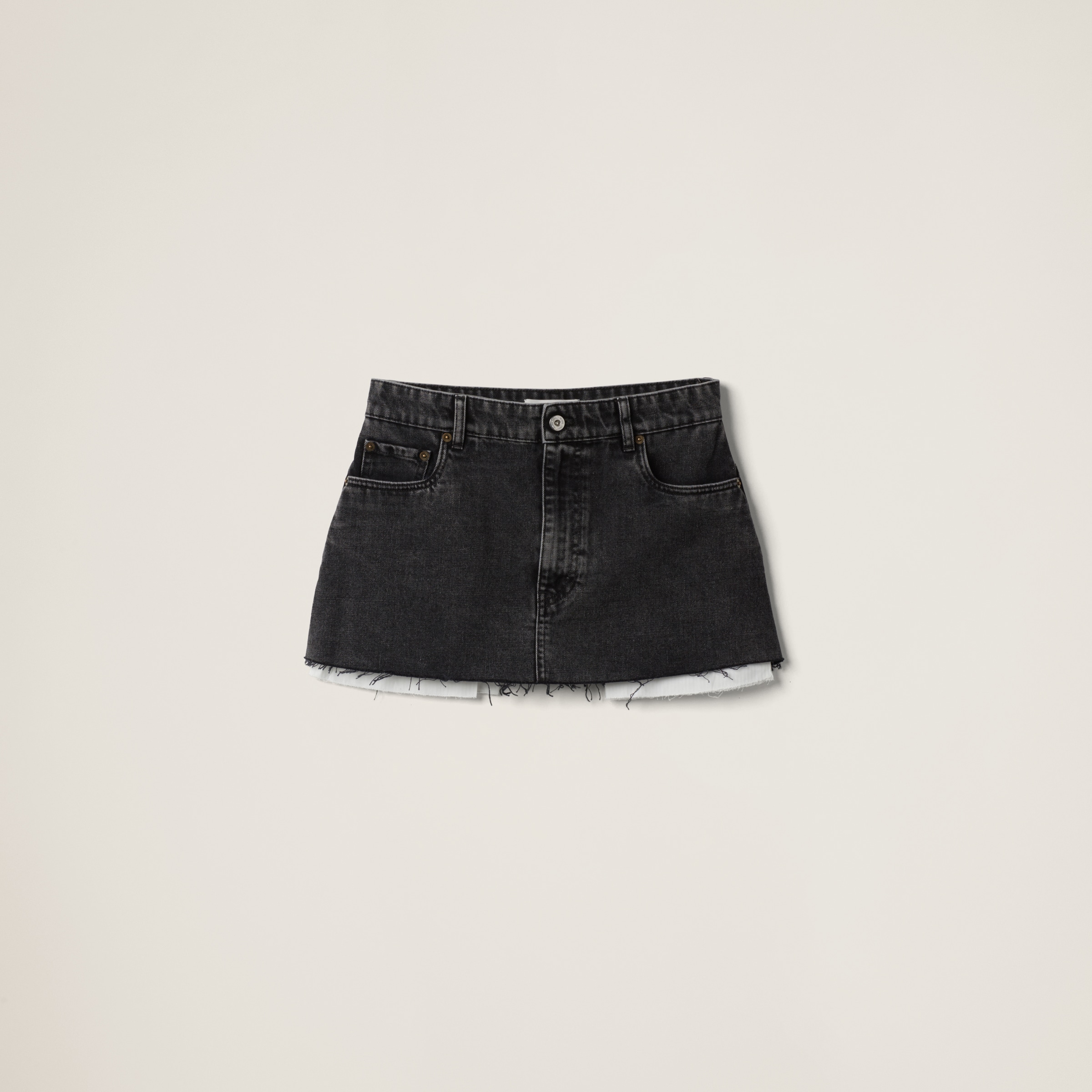 Black denim miniskirt