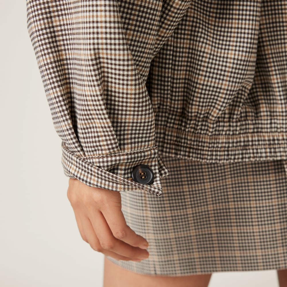 Checked double weave blouson jacket