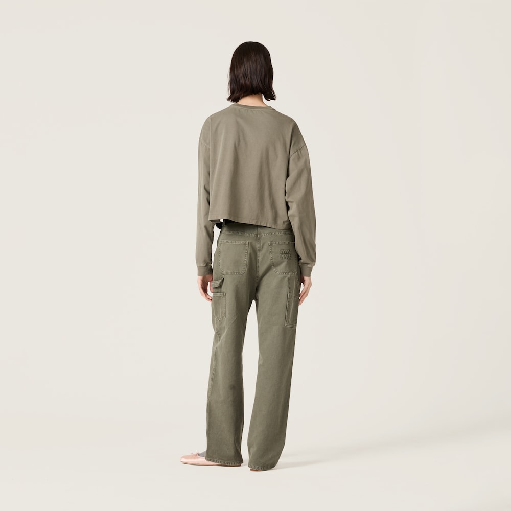 Garment-dyed gabardine pants