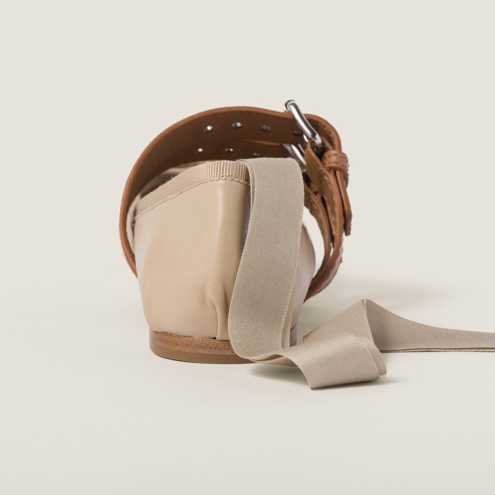 Nappa and calf leather ballerinas