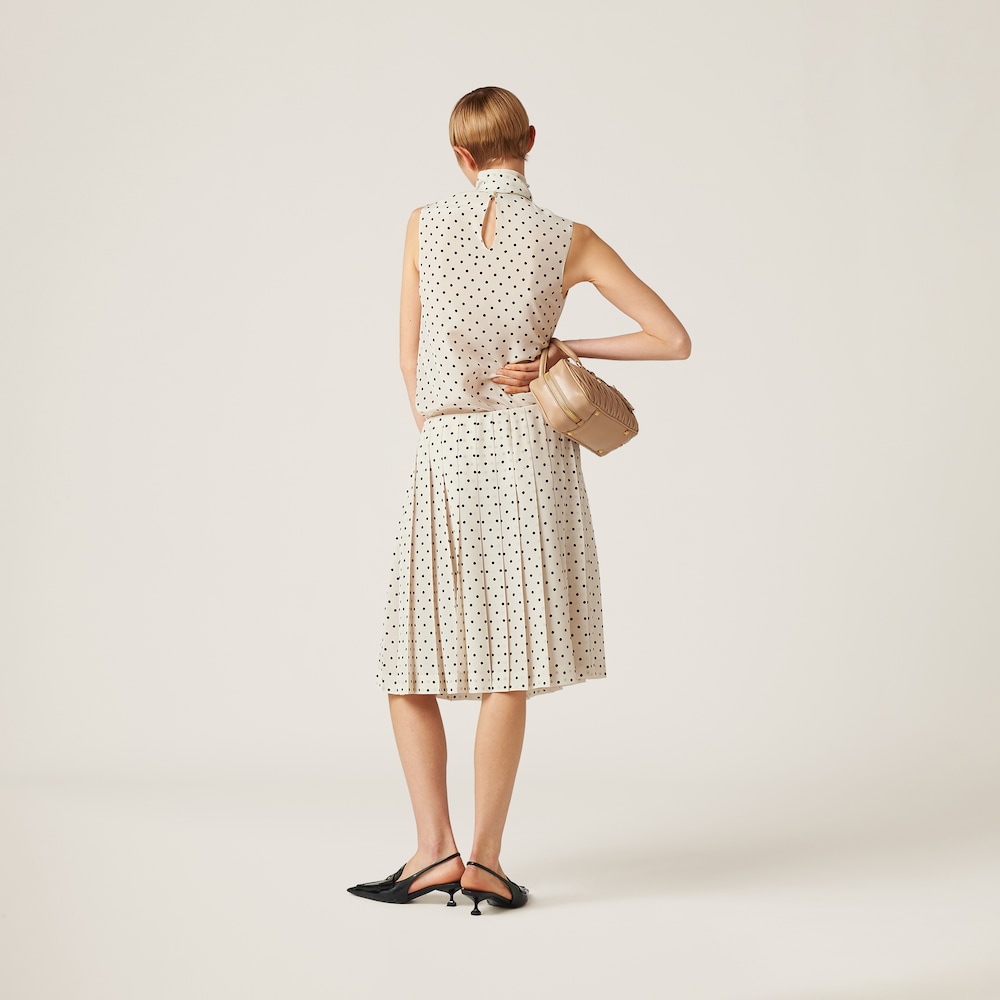 Polka-dot crepe de chine skirt