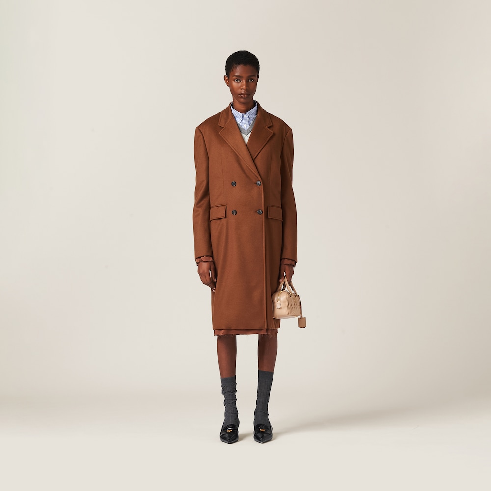 Double-breasted velour coat