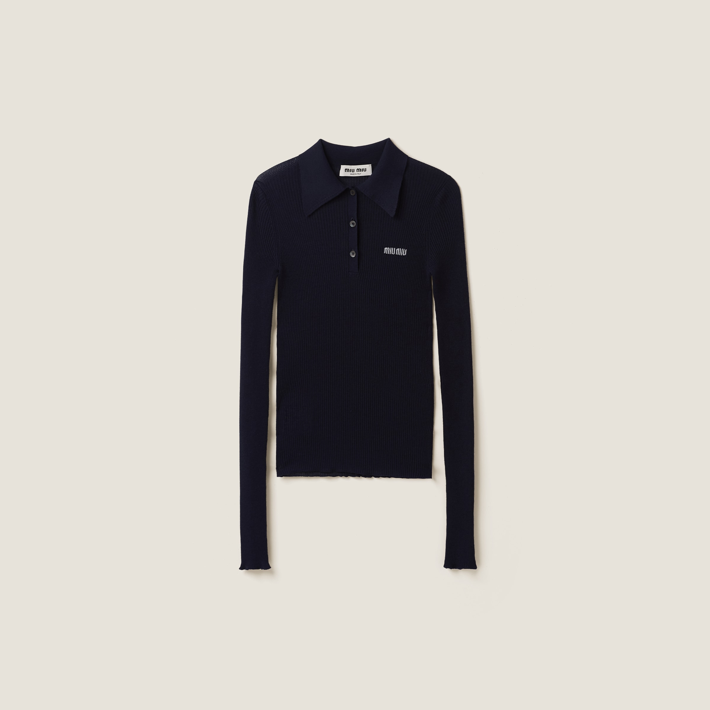 Cashmere and silk knit polo shirt