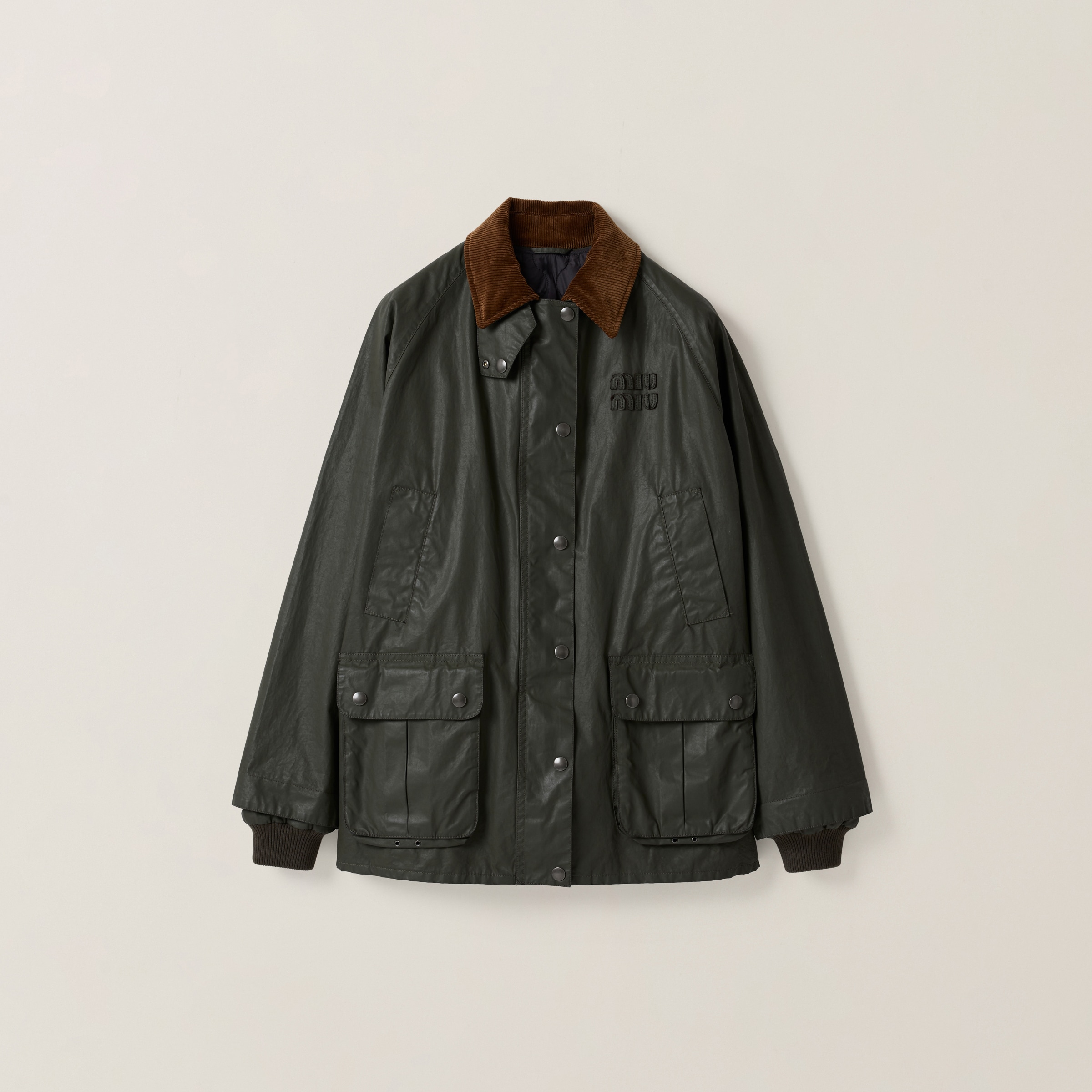 Resin-finish poplin caban jacket