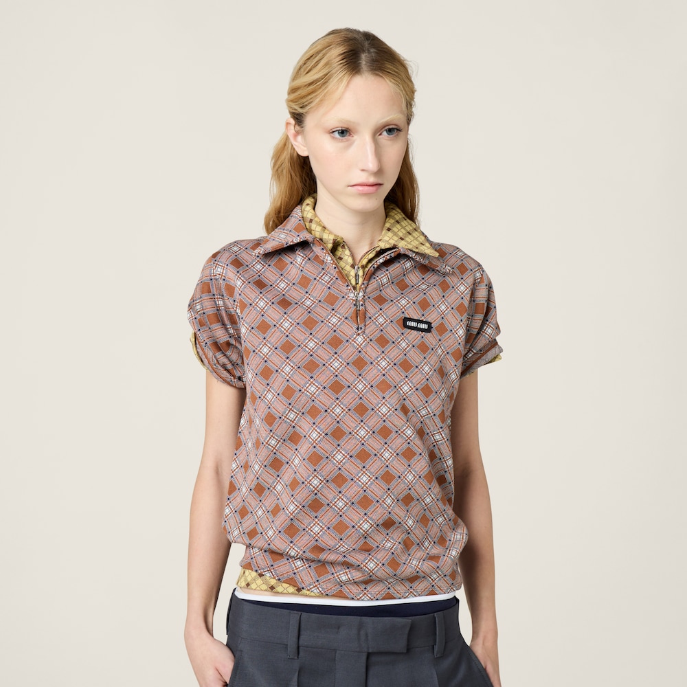 Silk knit polo shirt