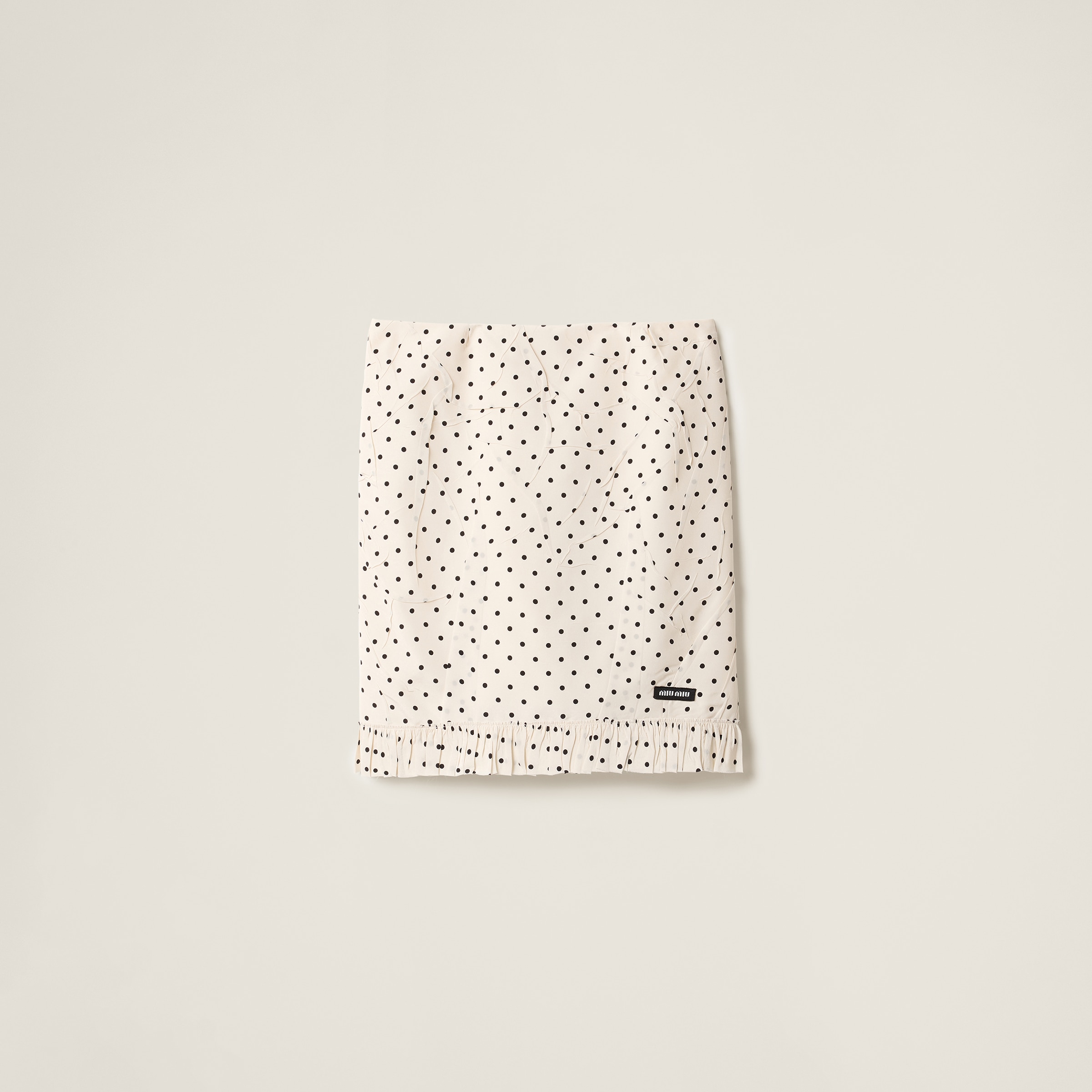 Polka-dot crepe de chine skirt