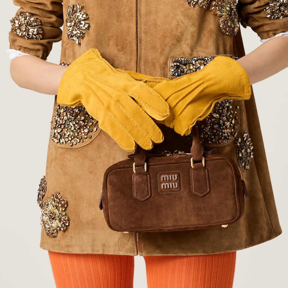 Arcadie padded suede top-handle bag