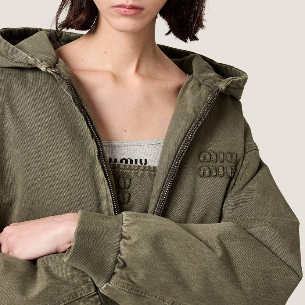 Garment-dyed blouson jacket with embroidered logo