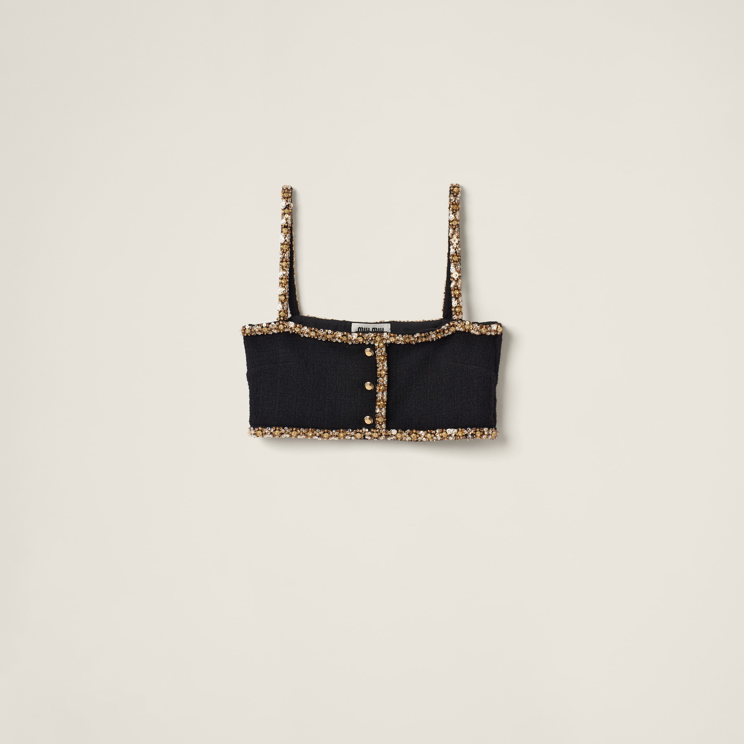 Embroidered tweed top