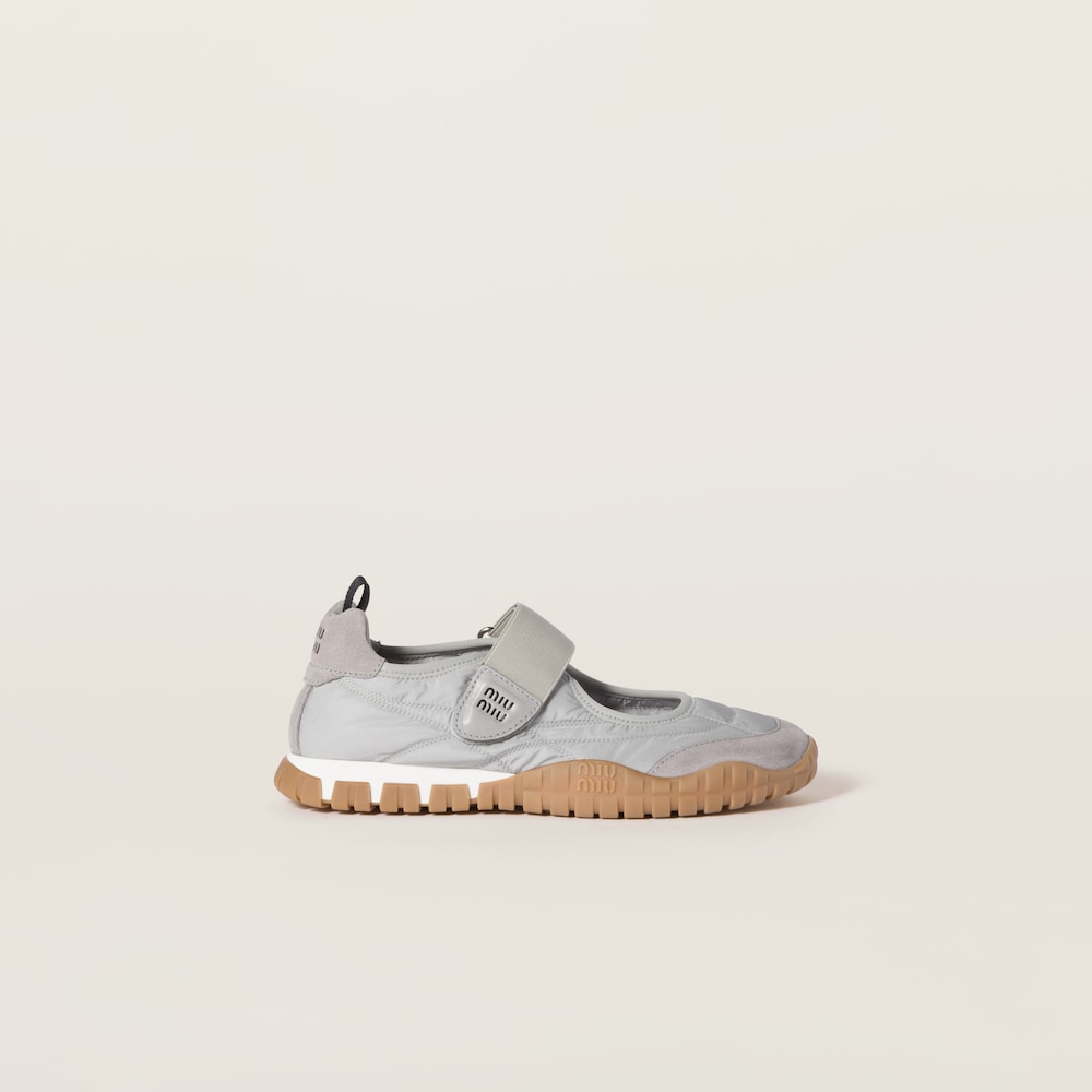 Tyre technical fabric and suede ballerinas