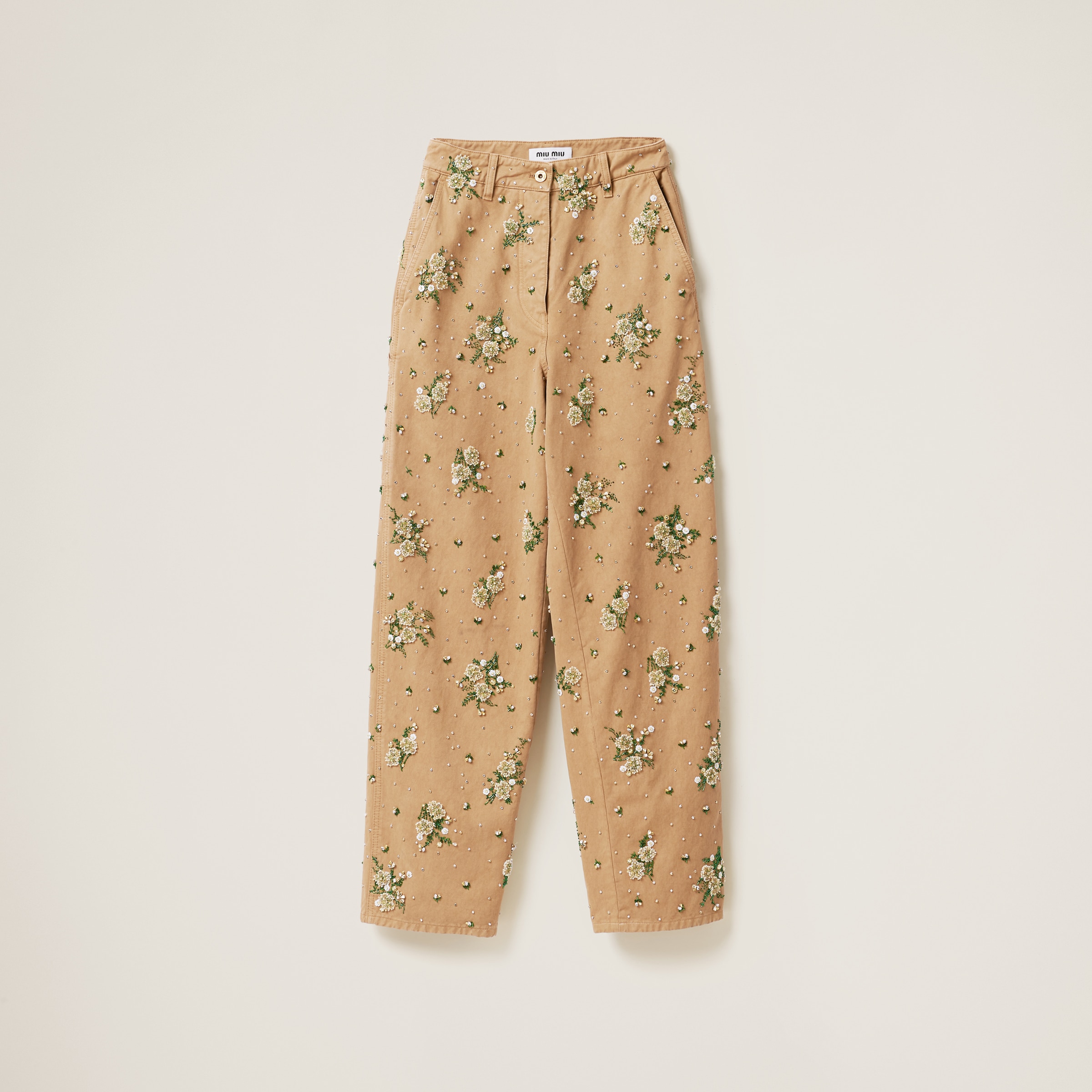 Garment-dyed gabardine pants