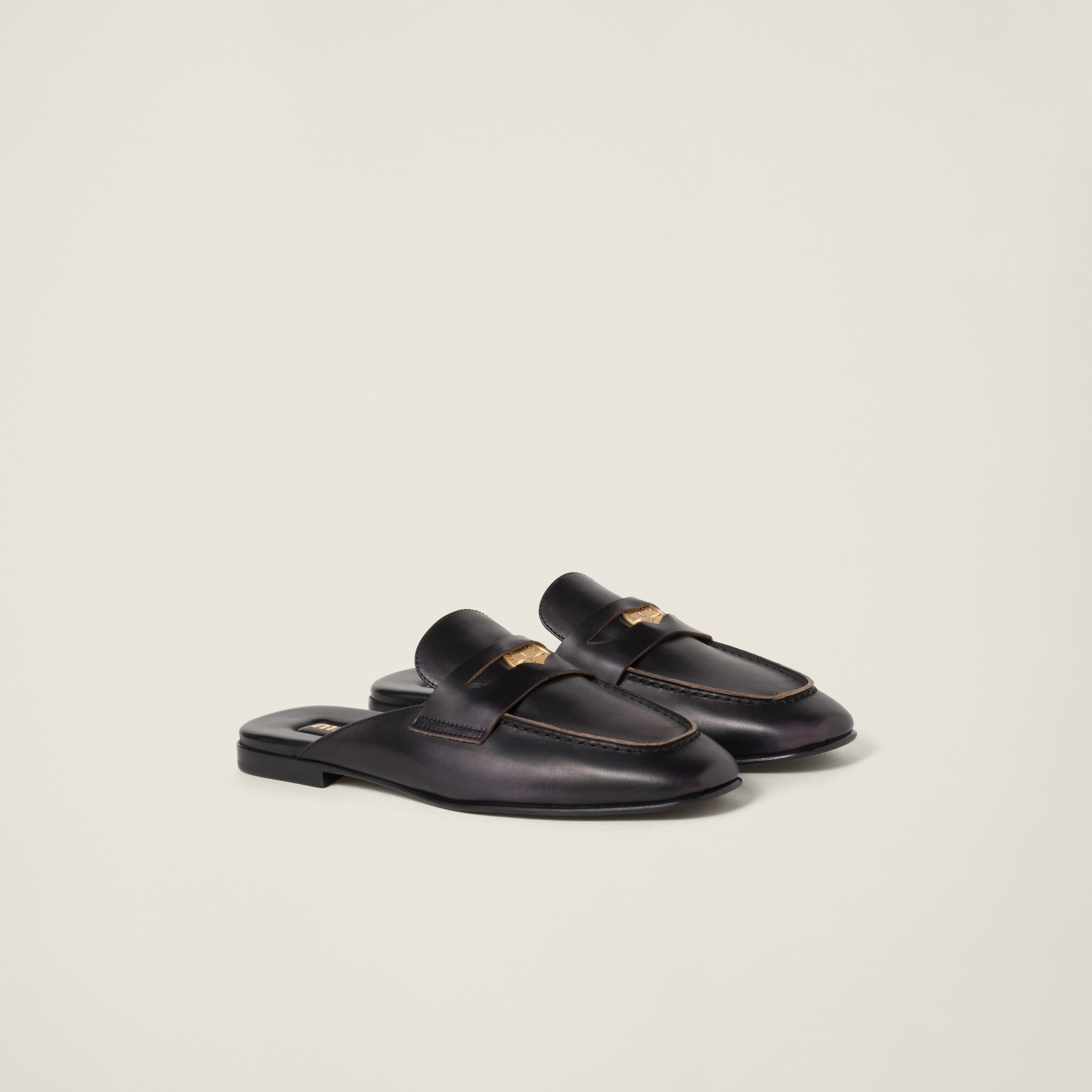 Bleached leather loafers