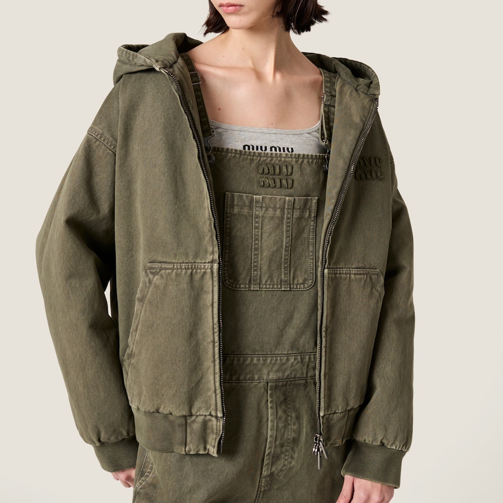 Garment-dyed blouson jacket with embroidered logo
