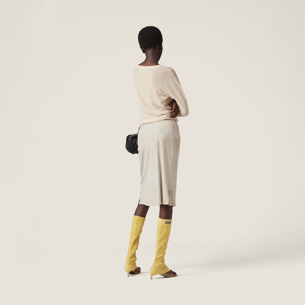 Garment-dyed ribbed jersey knit dress