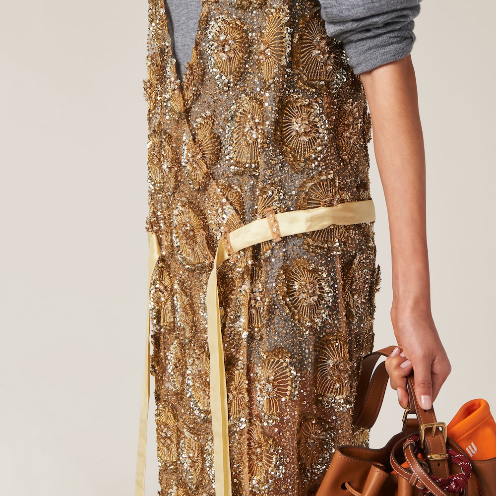 Tulle dress with floral embroidery