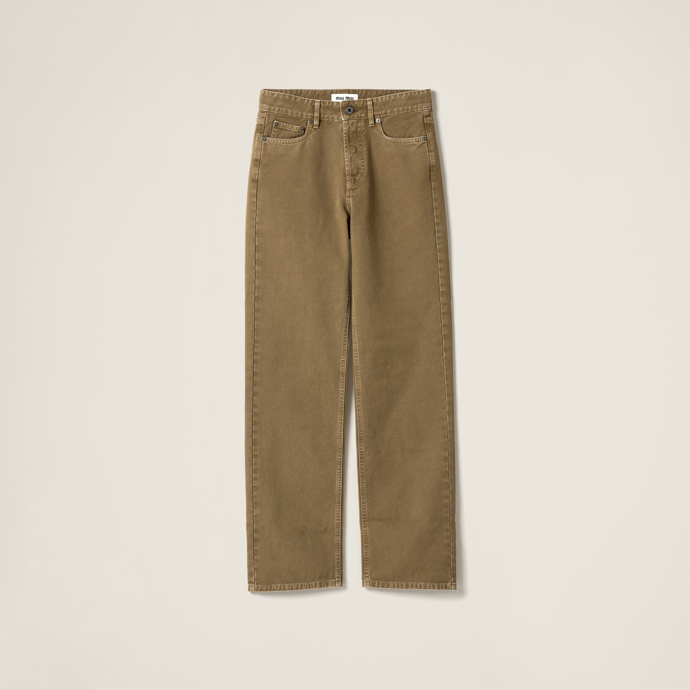 Garment-dyed gabardine pants