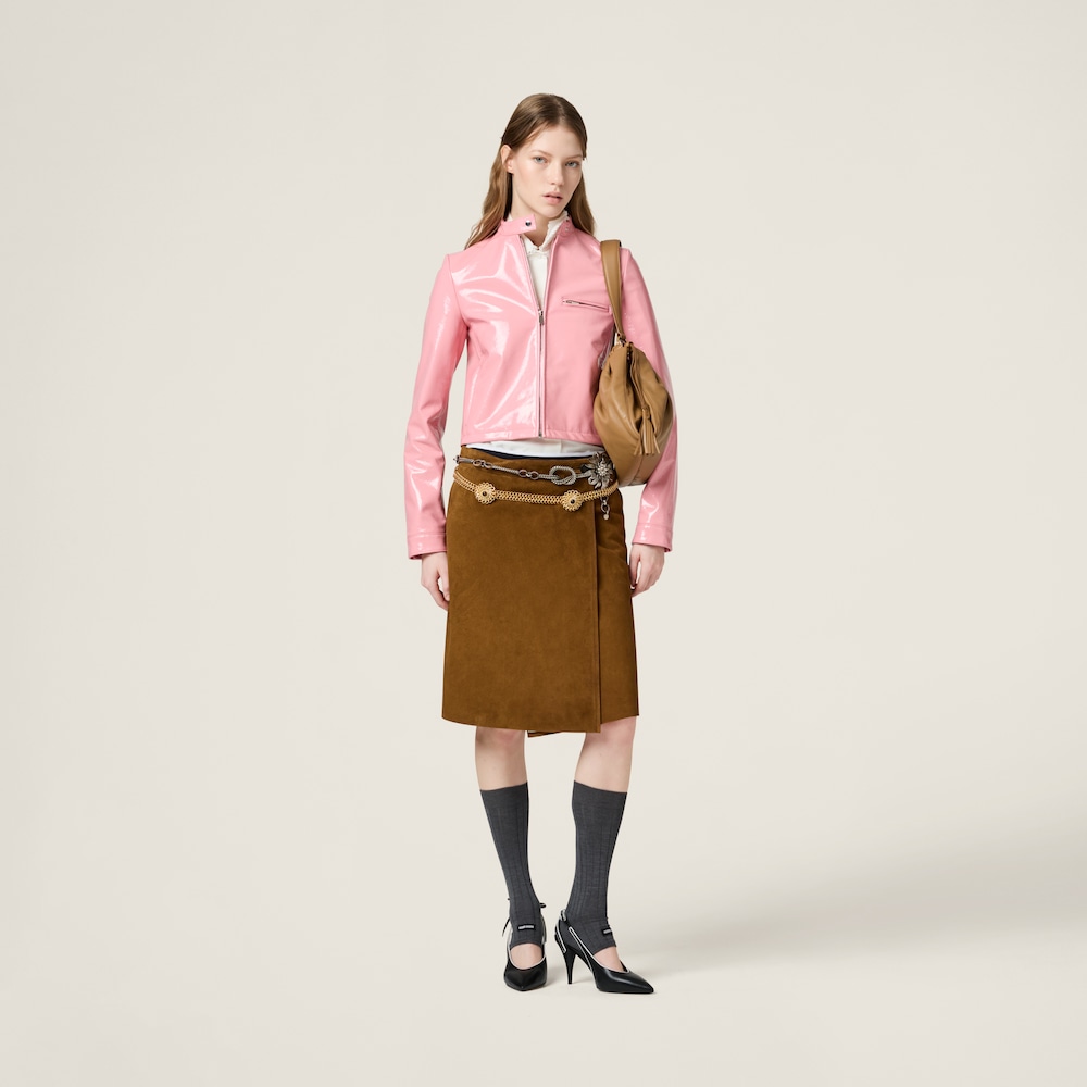 Suede wraparound skirt