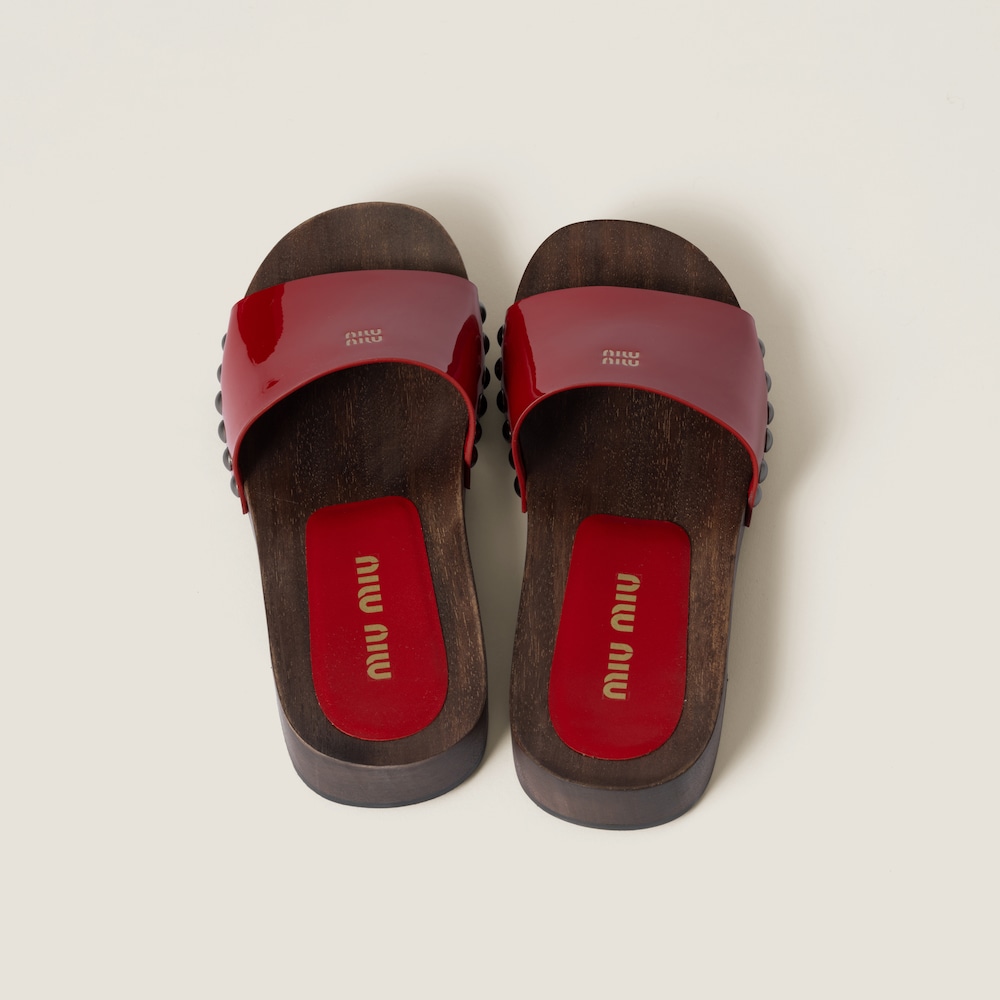 Patent leather clogs