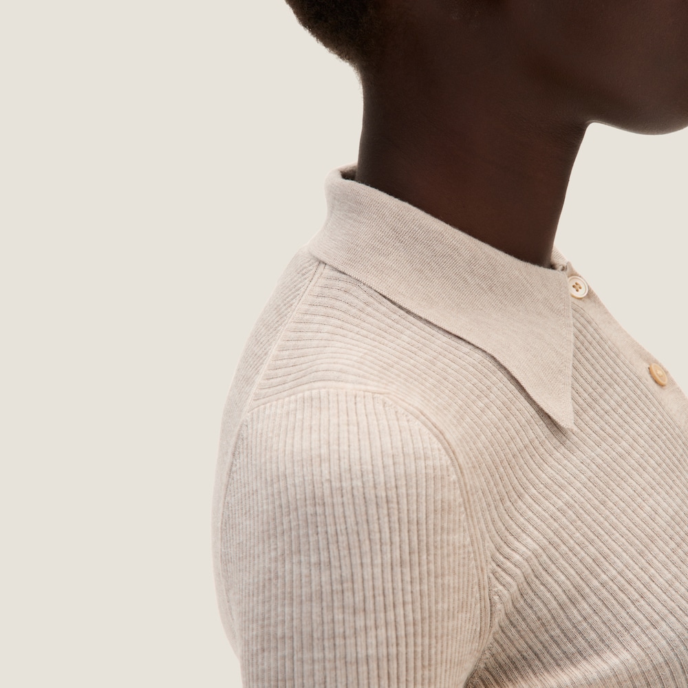 Cashmere and silk knit polo shirt