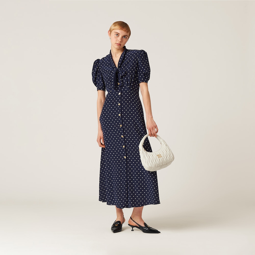 Printed crepe de chine dress
