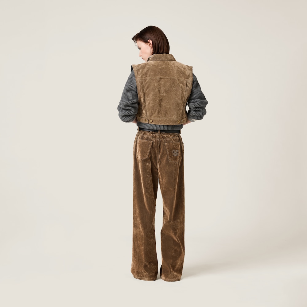 Washed flocked chambray vest