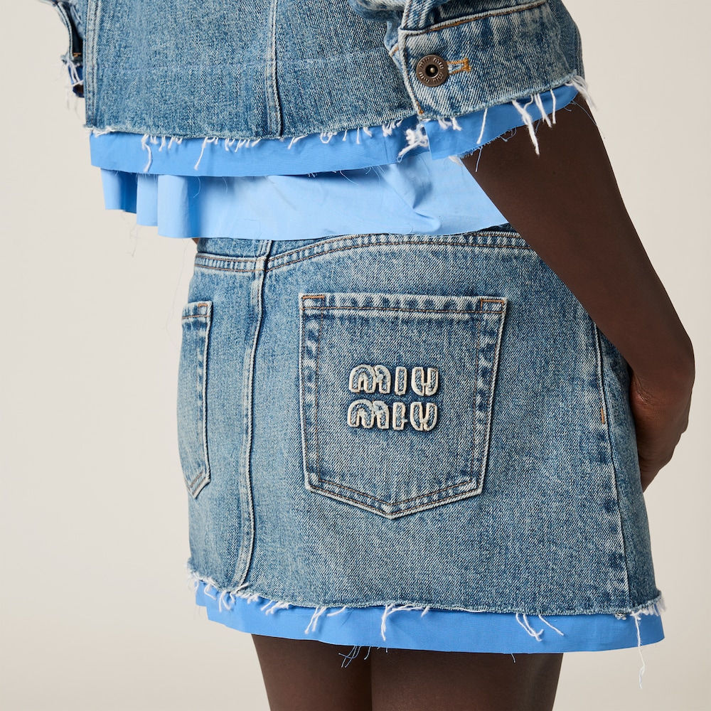 Denim and poplin miniskirt