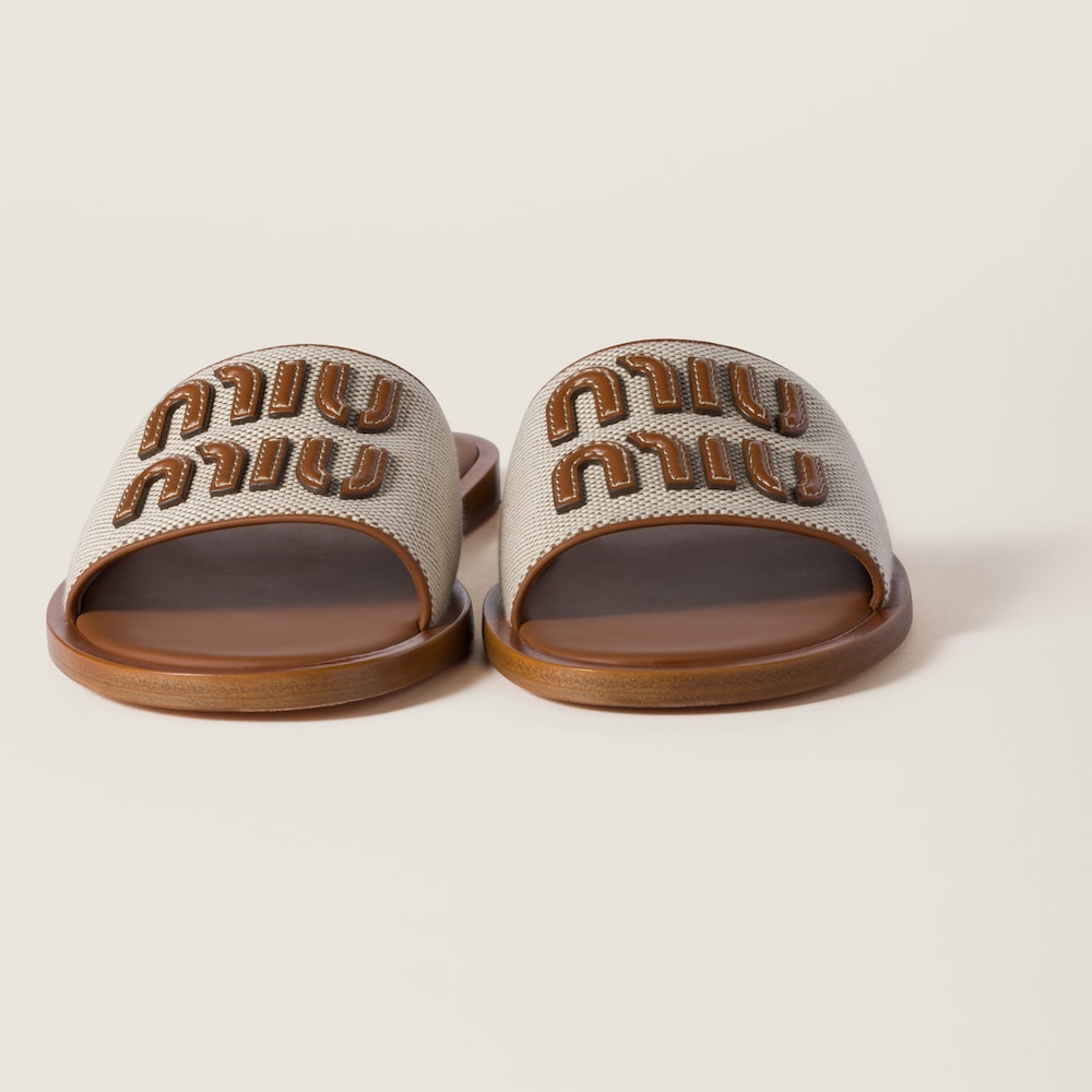 Canvas and leather slides