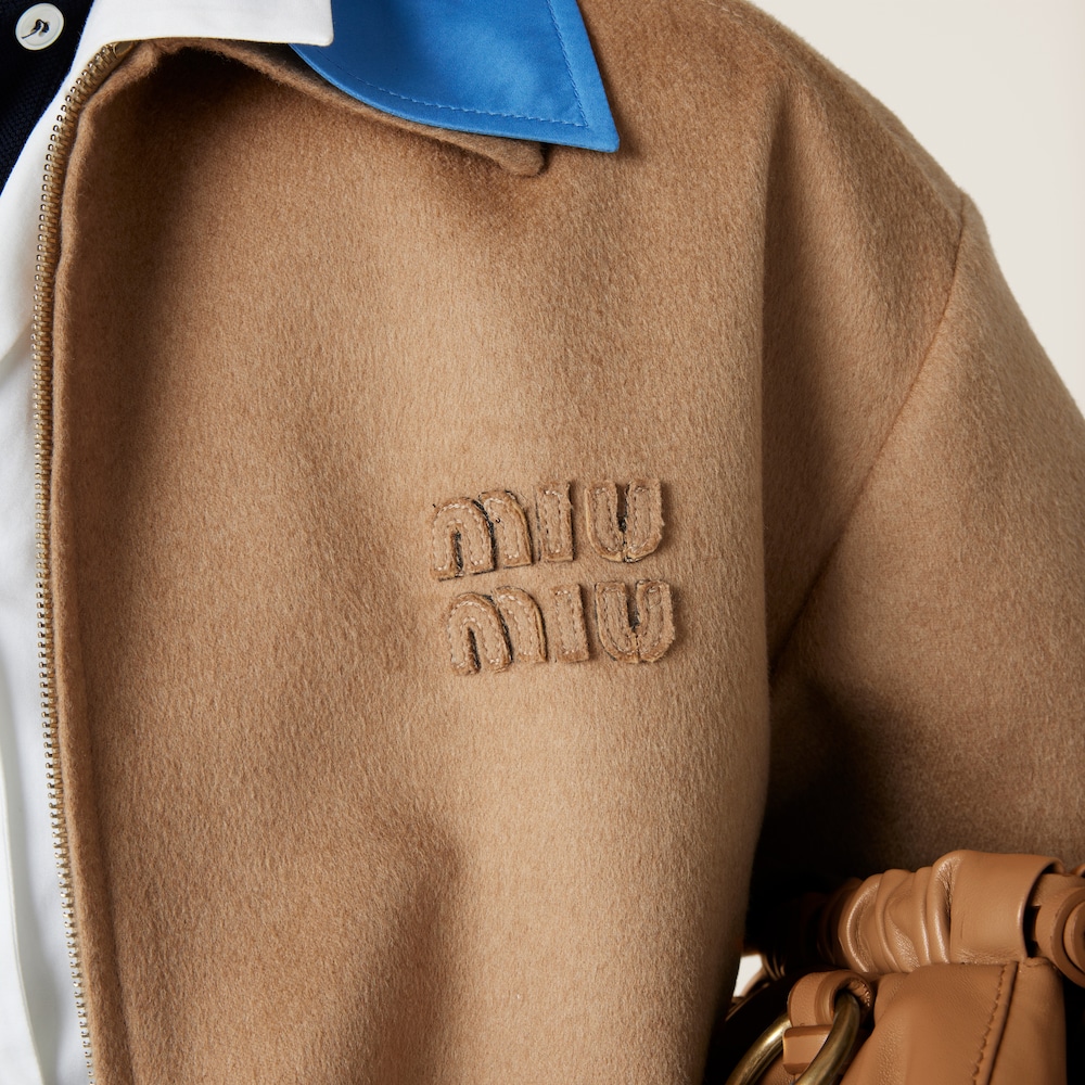 Camel-hair blouson jacket with poplin details