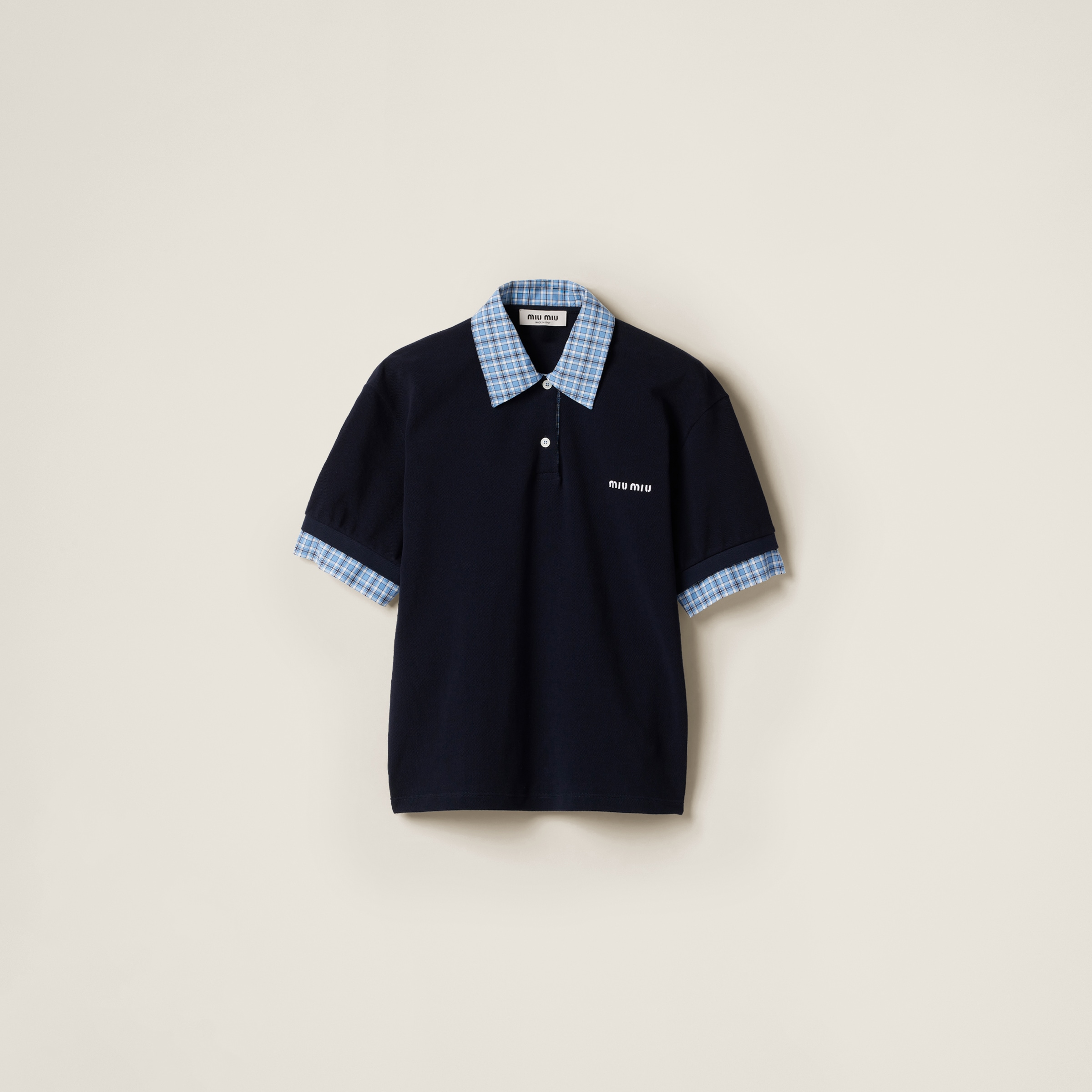 Piqué and poplin polo shirt