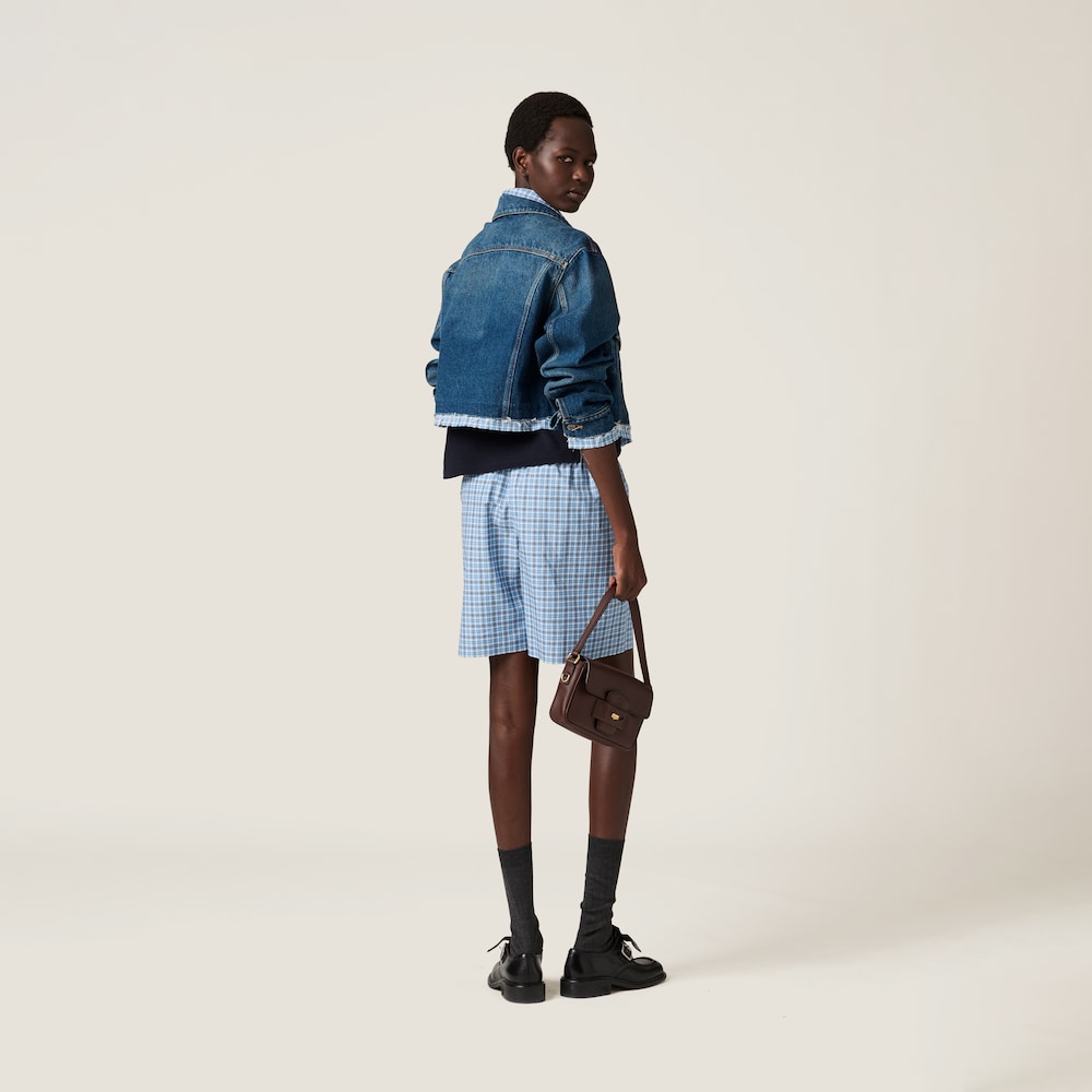 Washed denim blouson jacket