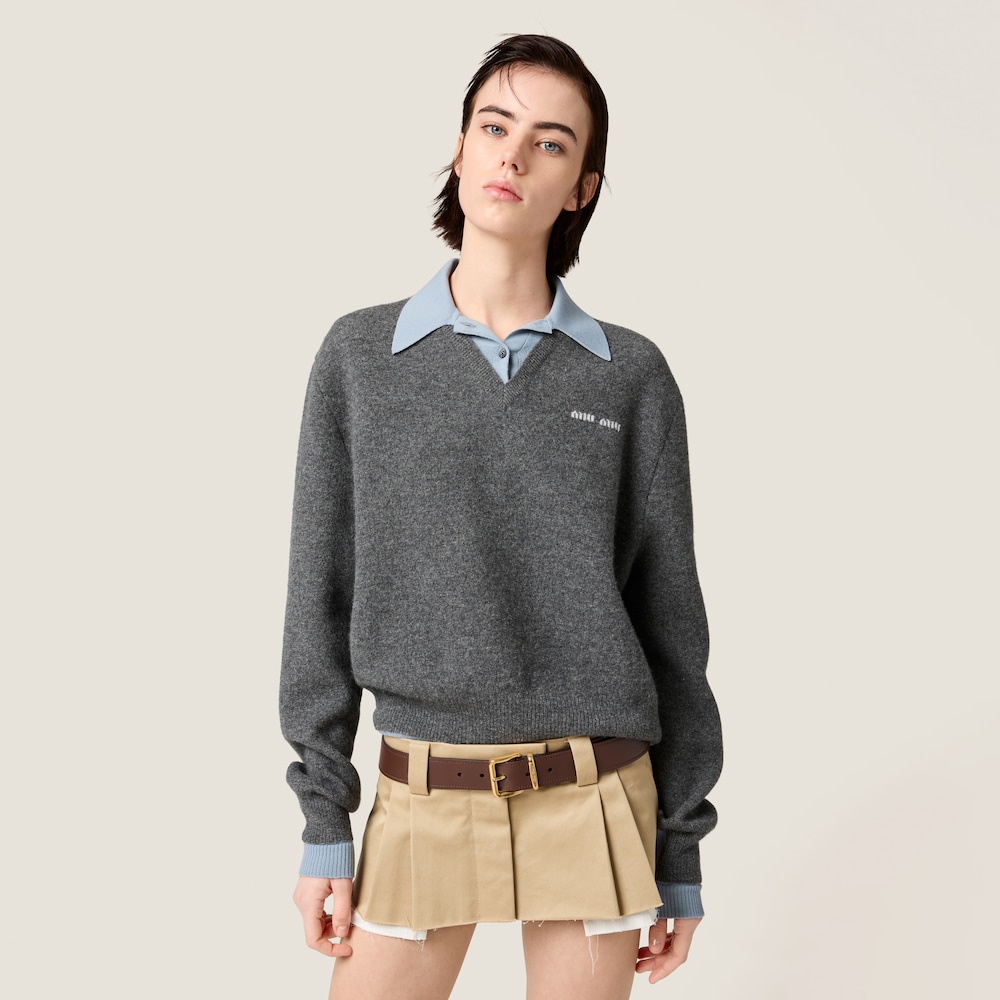Cashmere and wool polo sweater