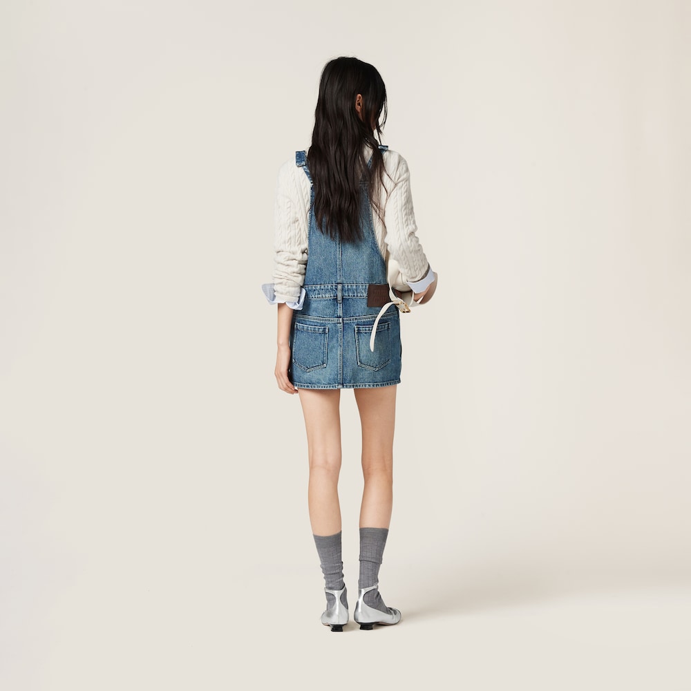 Denim bib mini-dress